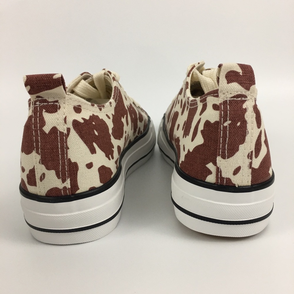 Olive Miller Brown White Cow Print Low Sneaker 8 - Picture 6 of 7